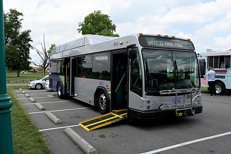 A GRTC Bus with the ramp deployed