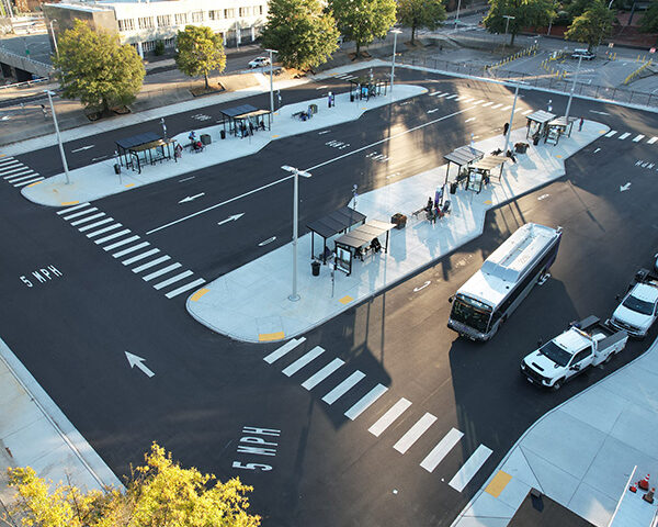 The downtown transfer station from overhead.