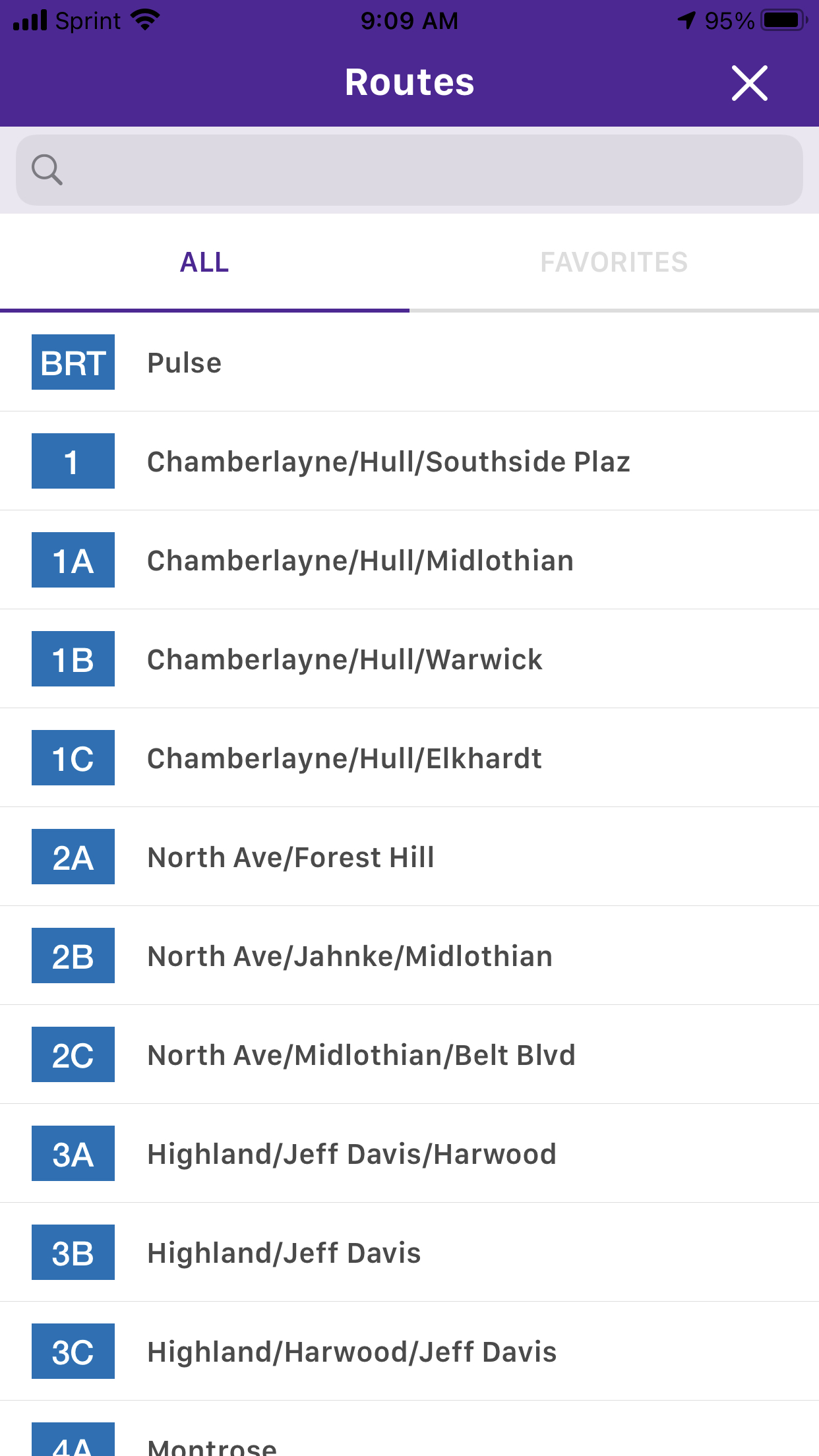 Manually select bus route