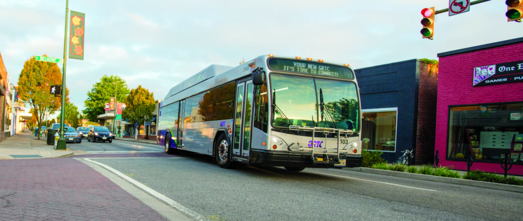 GRTC bus driving through Carytown