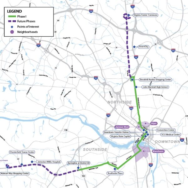 GRTC Pulse North-South BRT Project Map