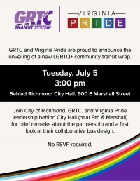 First bus celebrating Richmond regions LGBTQ+ community tuesday July 5 3pm event