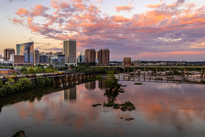 View across the James River toward the Richmond skyline